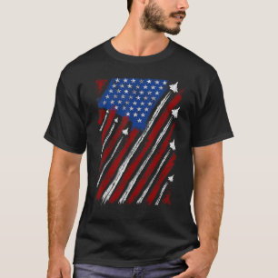 Fighter Jet Aeroplane USA Flag 4th Of July Patriot T-Shirt