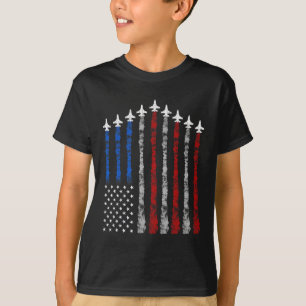 Fighter Jet Aeroplane Usa Flag 4th Of July Patriot T-Shirt