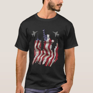 Fighter Jet Aeroplane Usa Flag 4Th Of July Patriot T-Shirt