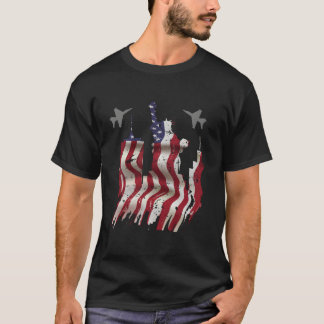 Fighter Jet Aeroplane Usa Flag 4Th Of July Patriot T-Shirt