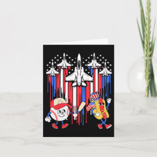 Fighter Jet Aeroplane Usa Flag Baseball 4th Of Jul Card