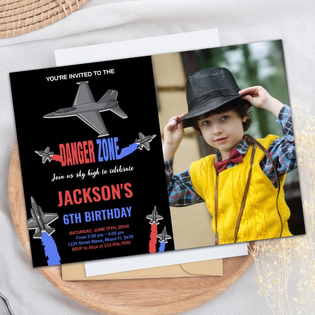 Fighter Jet Birthday Invitations Black GrayW Photo (Fighter Jet Birthday Invitations Black GrayW Photo)