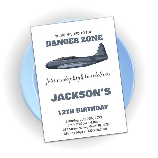 Fighter Jet Birthday Invitations Grey (Fighter Jet Birthday Invitations Gray)