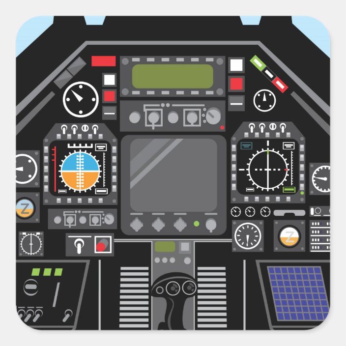 Fighter Jet Cockpit Square Sticker Zazzle.co.nz