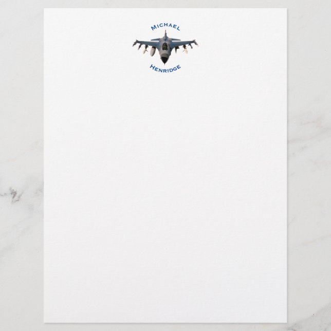 Fighter Jet Custom Letterhead (Front)