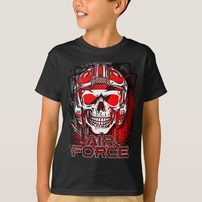 Fighter Jet Pilot Skull Helmet T-Shirt (Front)