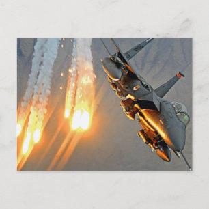 FIGHTER JET RELEASES HOT FLARES POSTCARD