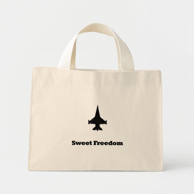 Fighter Jet Sweet Freedom Mini Tote Bag (Front)