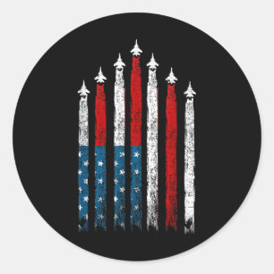 Fighter Jets 4th Of July Usa Flag Patriotic Men Bo Classic Round Sticker