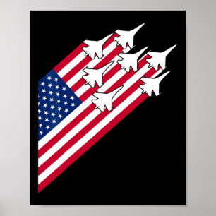 Fighter Jets Usa Flag 4th Of July Fighter Jet Flag Poster