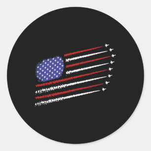 Fighter Jets With Usa American Flag 4th Of July Ce Classic Round Sticker