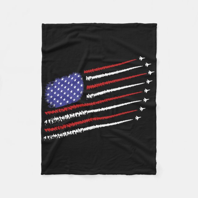 Fighter Jets With Usa American Flag 4th Of July Ce Fleece Blanket (Front)