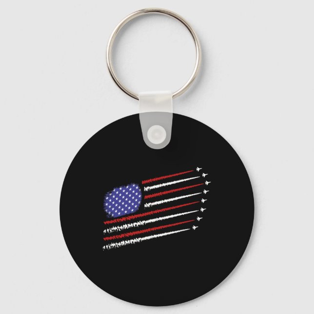 Fighter Jets With Usa American Flag 4th Of July Ce Key Ring (Front)