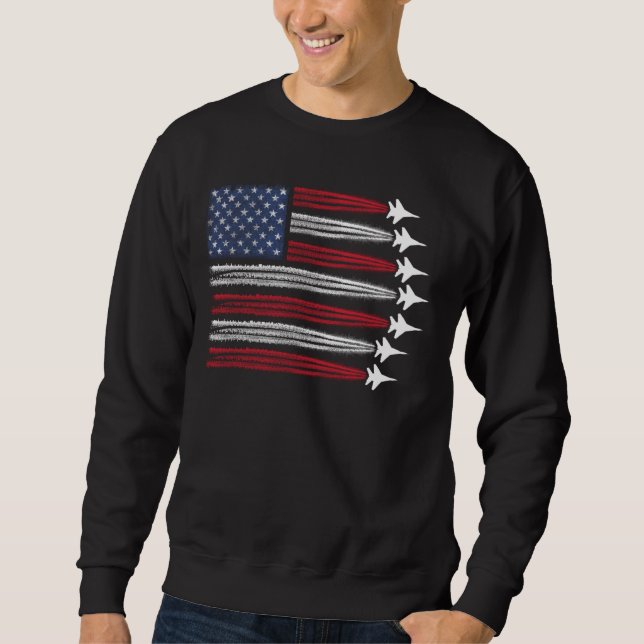 Fighter jets with USA american flag 4th of July ce Sweatshirt (Front)