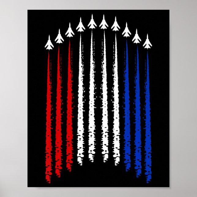 Fighter Jets With Usa Flag 4th Of July Patriotic F Poster (Front)
