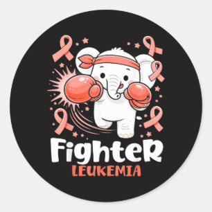 Fighter Leukaemia Awareness Funny Boxing Elephant Classic Round Sticker