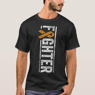 Fighter Orange Ribbon Leukaemia Awareness Cancer P T-Shirt