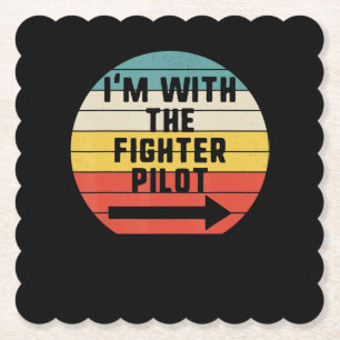 Fighter Pilot Halloween Matching Couple Gift Paper Coaster