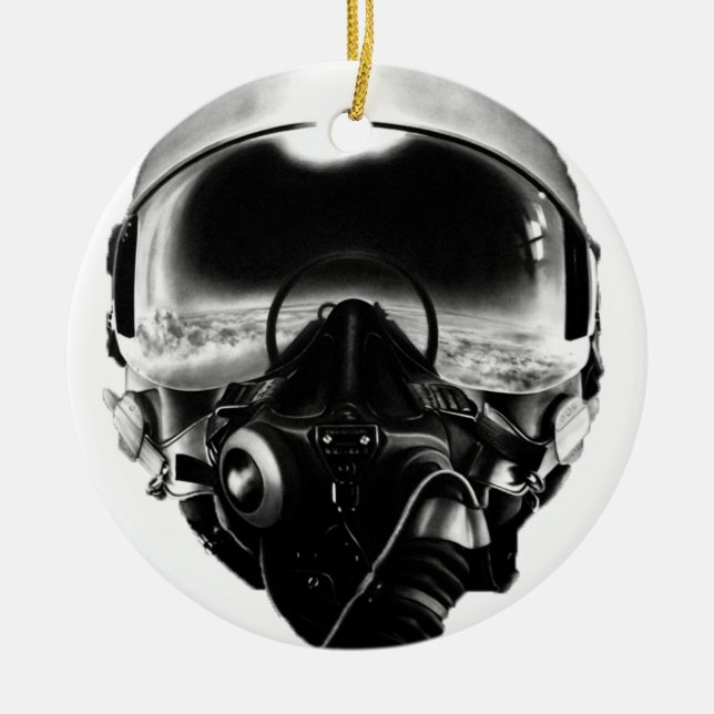 Fighter Pilot Helmet Ceramic Tree Decoration (Front)