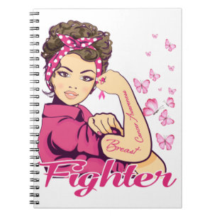 Fighter Rosie Riveter Breast Cancer Awareness Notebook