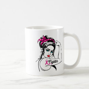 Fighter Rosie The Riveter Breast Cancer Awareness Coffee Mug