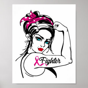 Fighter Rosie The Riveter Breast Cancer Awareness  Poster