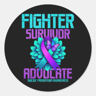 Fighter Survivor Advocate Premium Classic Round Sticker