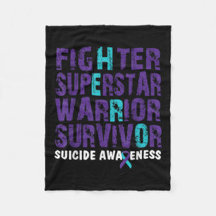 Fighter Survivor Suicide Awareness Mental Health Fleece Blanket
