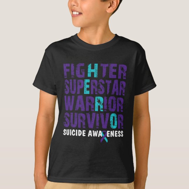 Fighter Survivor Suicide Awareness Mental Health  T-Shirt (Front)