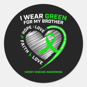 Fighter Warrior Gifts Brother Green Kidney Disease Classic Round Sticker