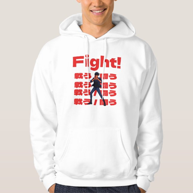 Fighter with 90s Retro Anime Style Hoodie (Front)
