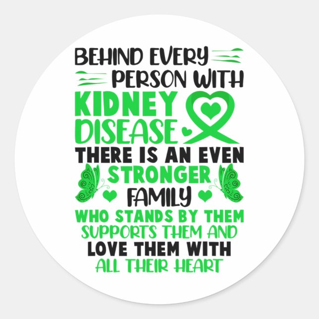 Fighter Women Men Family Kidney Disease Awareness  Classic Round Sticker (Front)