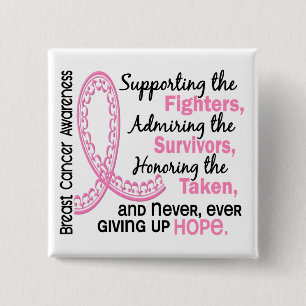 Fighters Survivors Taken 4 Breast Cancer 15 Cm Square Badge