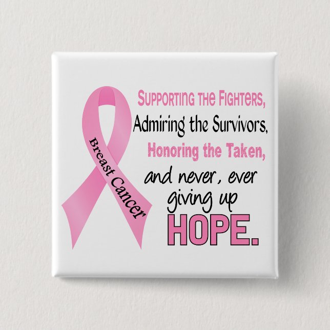 Fighters Survivors Taken Pink Ribbon Breast Cancer 15 Cm Square Badge (Front)