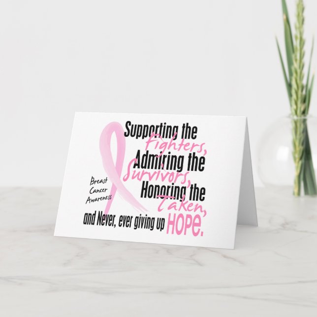 Fighters Survivors Taken Watercolor Pink Ribbon Card (Front)