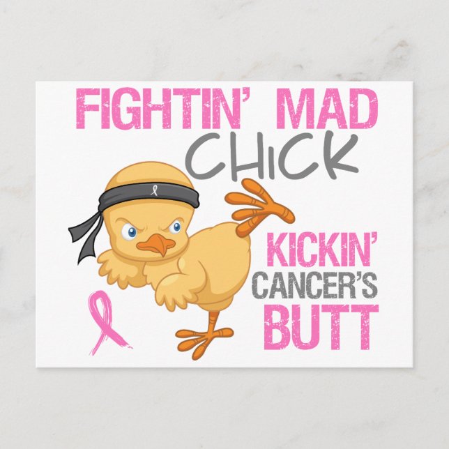 Fightin' Mad Chick Breast Cancer Postcard (Front)
