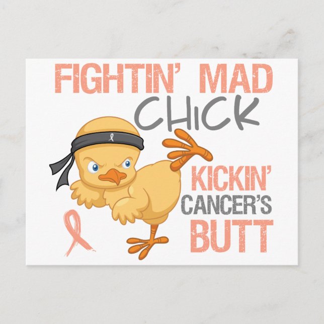 Fightin' Mad Chick Uterine Cancer Postcard (Front)