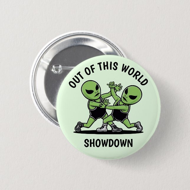 Fighting Aliens 6 Cm Round Badge (Front & Back)