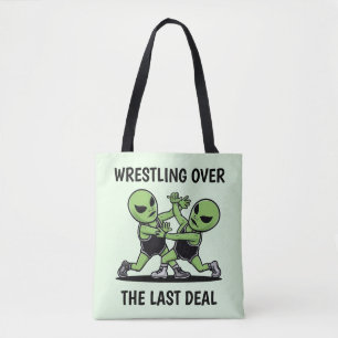 Fighting Aliens Tote Bag
