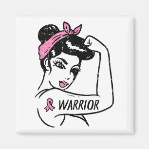 Fighting Breast Cancer Warrior Rosie Riveter Pink  Magnet