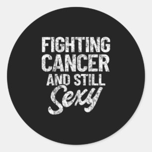 Fighting cancer &amp; _ chemo warrior vintage  classic round sticker