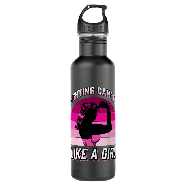 Fighting Cancer Like A Girl Breast Cancer Warrior  710 Ml Water Bottle (Front)