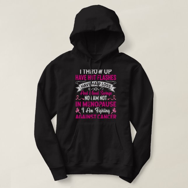 Fighting Cancer Pink Ribbon Breast Cancer Hoodie (Design Front)