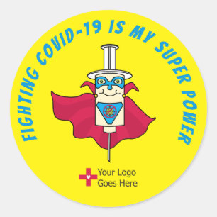 Fighting COVID is My Super Power Vaccine Reward Classic Round Sticker
