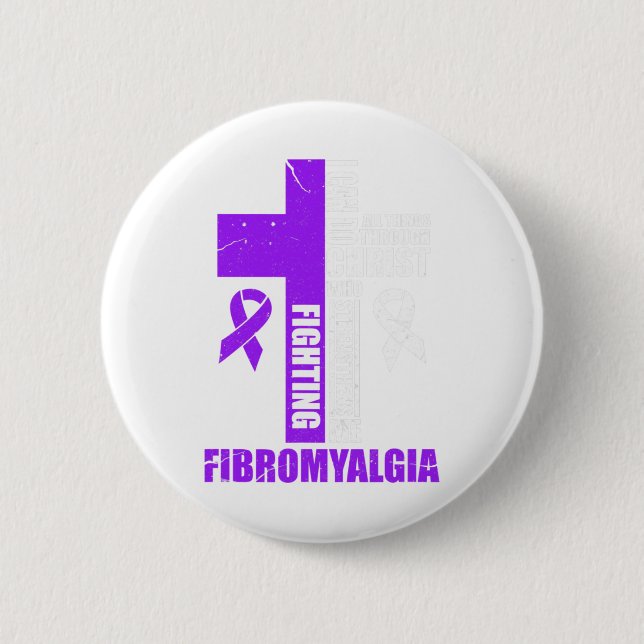 Fighting Fibro Fighter Christian Distressed  6 Cm Round Badge (Front)