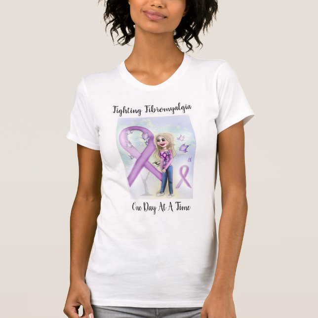 "Fighting Fibromyalgia One Day At A Time" T-Shirt (Front)