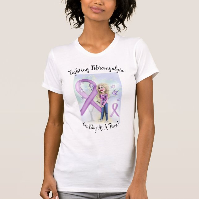 "Fighting Fibromyalgia One Day At A Time" T-Shirt (Front)