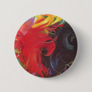 Fighting Forms by Franz Marc, Vintage Fine Art 6 Cm Round Badge