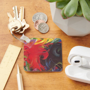 Fighting Forms by Franz Marc, Vintage Fine Art Key Ring