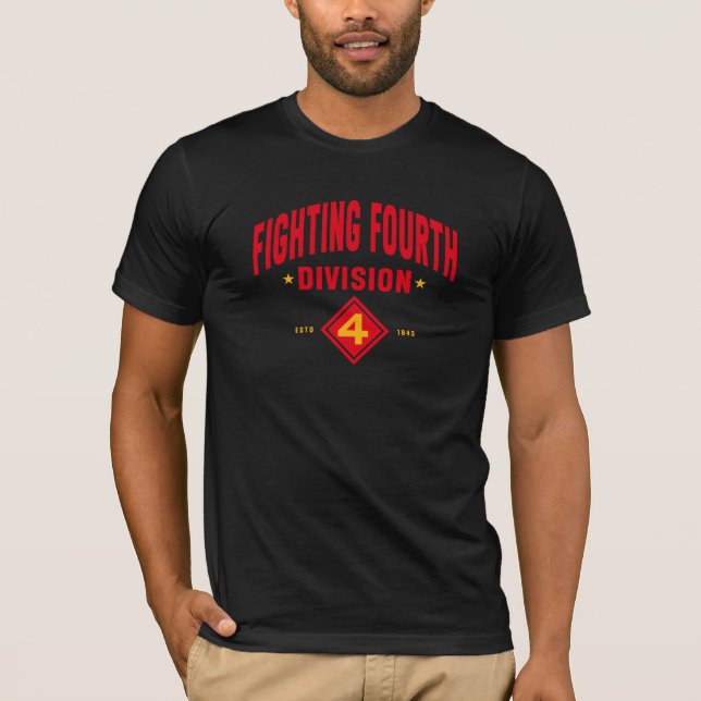 Fighting Fourth Division - 4th Marine Division T-Shirt (Front)
